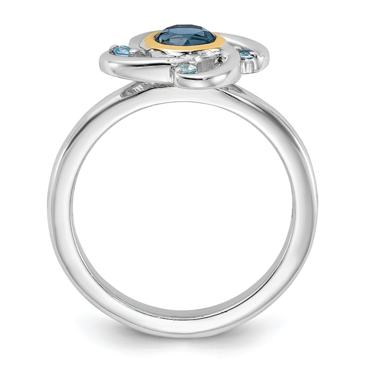 Rhodium Over Sterling Silver with 14K Accent London Blue Topaz and Swiss
Blue Topaz Ring