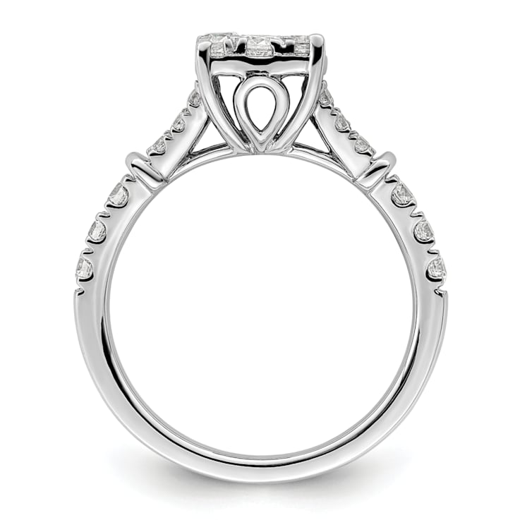 Rhodium Over 14K White Gold Lab Grown Diamond VS/SI GH, Cluster Ring 0.988ctw