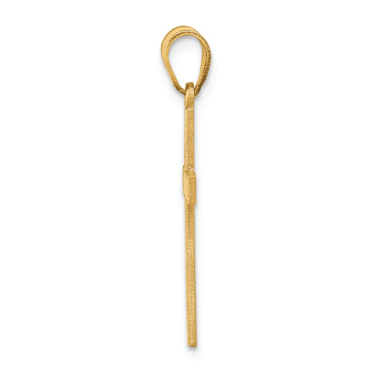14k Yellow Gold Florentine Satin Cross Pendant