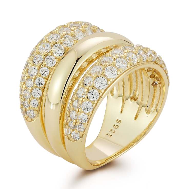 Rachel Zoe CZ Triple Dome Stacked Ring in 14K Gold Over Sterling Silver