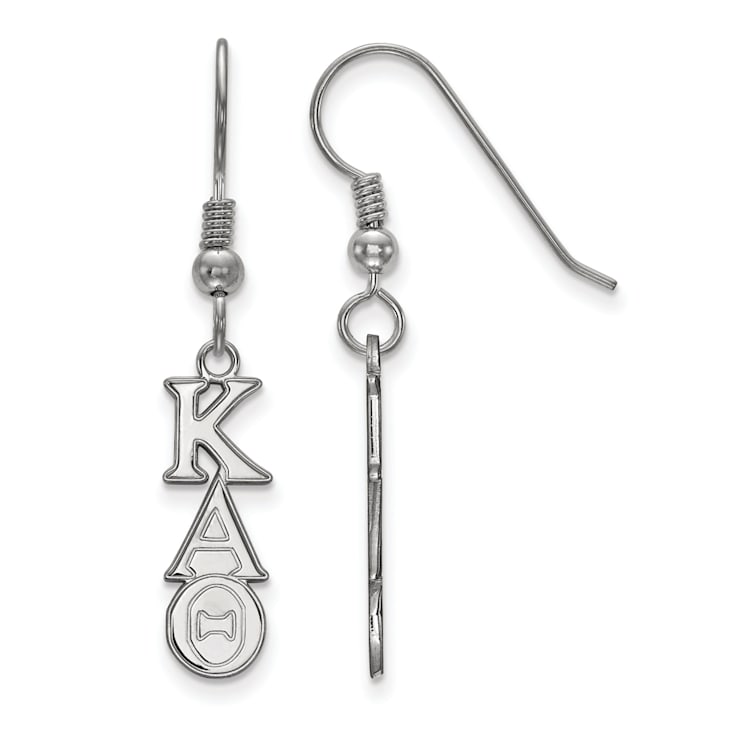 Rhodium Over Sterling Silver LogoArt Kappa Alpha Theta Small Dangle Earrings