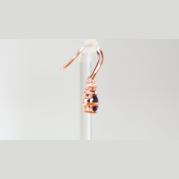 Amethyst and CZ 1.59 Ctw Round 18K Rose Gold Over Sterling Silver Drop
Earrings Jewelry.