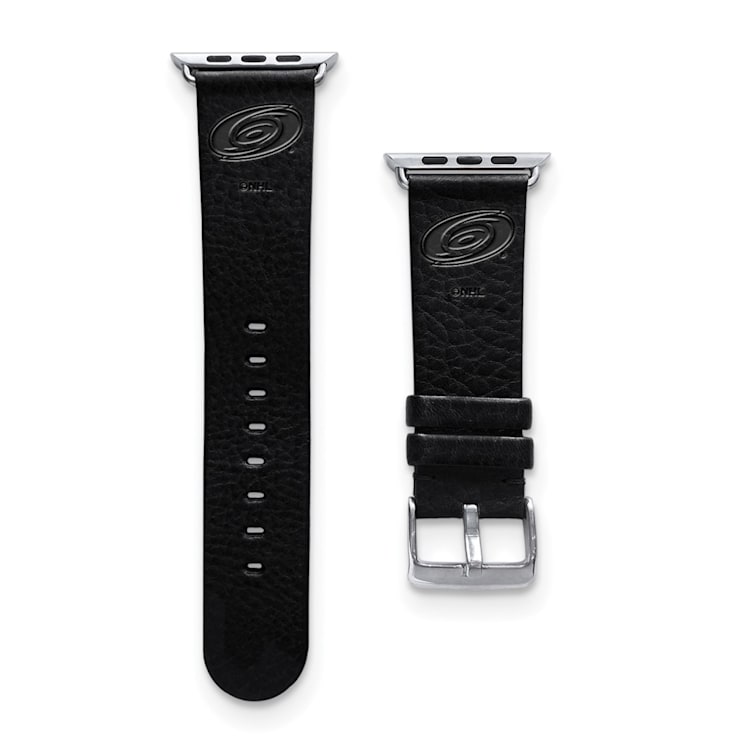 Gametime NHL Carolina Hurricanes Black Leather Apple Watch Band (38/40mm
S/M). Watch not included.