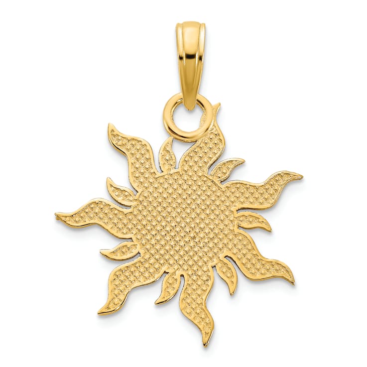 14k Yellow Gold Epoxy I Love My Sunshine Sun Pendant