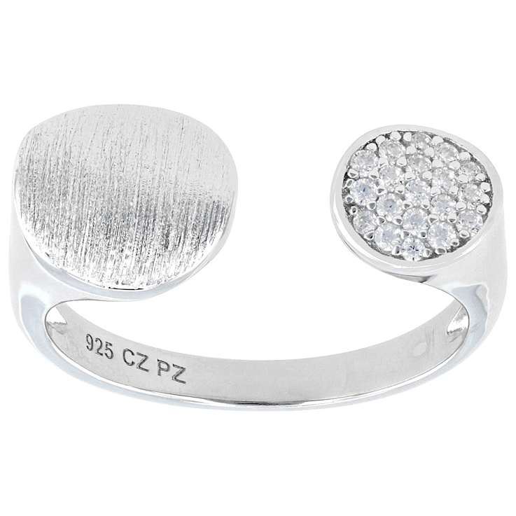 Contemporary CZ Bypass Ring In Sterling Silver