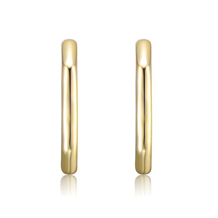 Hexagonal Open Hoop Earrings In 14K Gold Over Brass