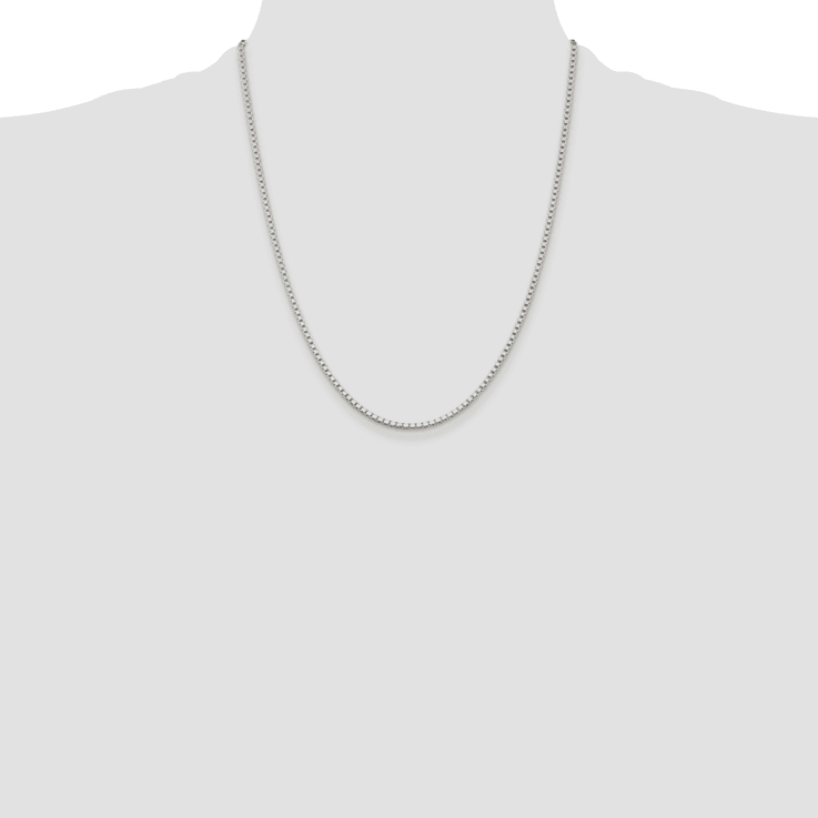Sterling Silver 2mm Box Chain with 4-inch Extension Necklace