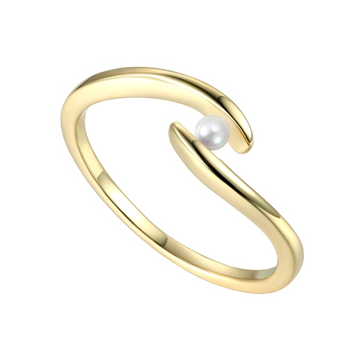 Freshwater Pearl Ocean Wave Stacking Ring In 14K Gold Over Sterling Silver