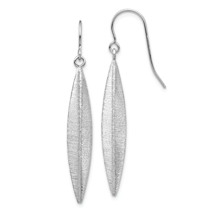 Rhodium Over 14k White Gold Brushed and Textured Dangle Earrings