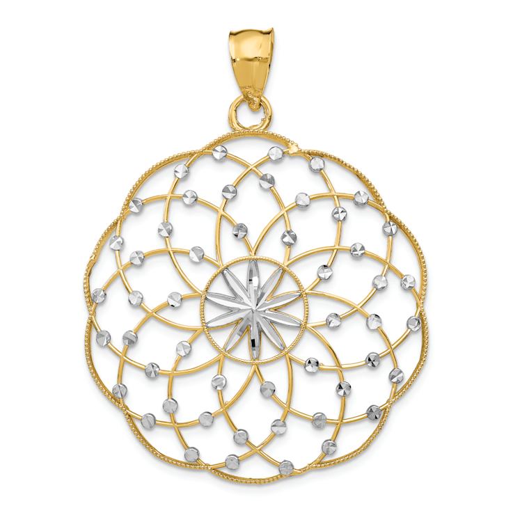 14K Two-tone Gold  Diamond-Cut Sphere Pendant