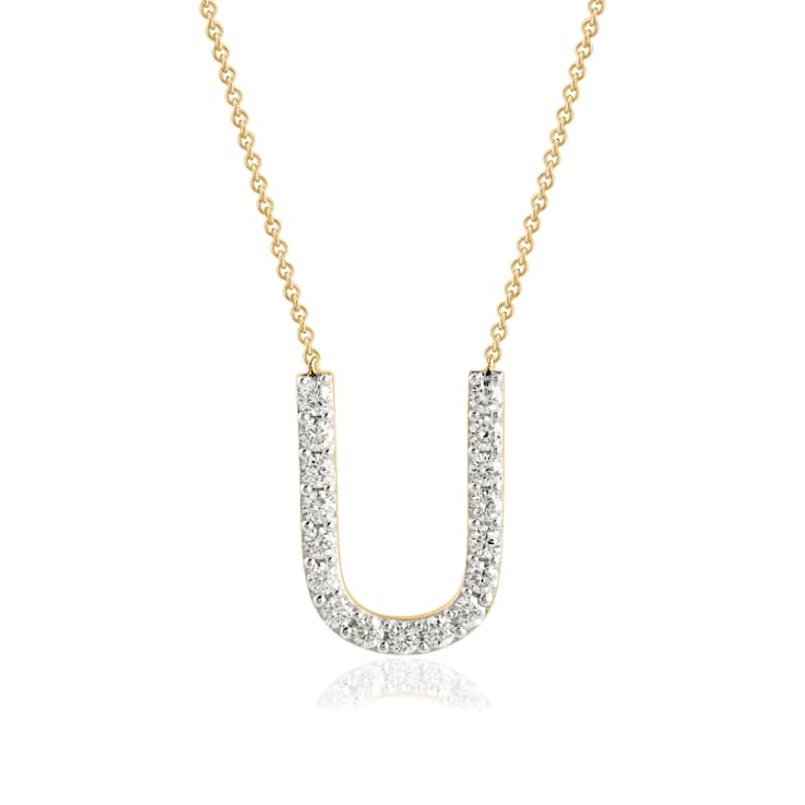 Lab-Grown Diamond Initial U Necklace In 14K Gold Over Sterling Silver 0.50ctw