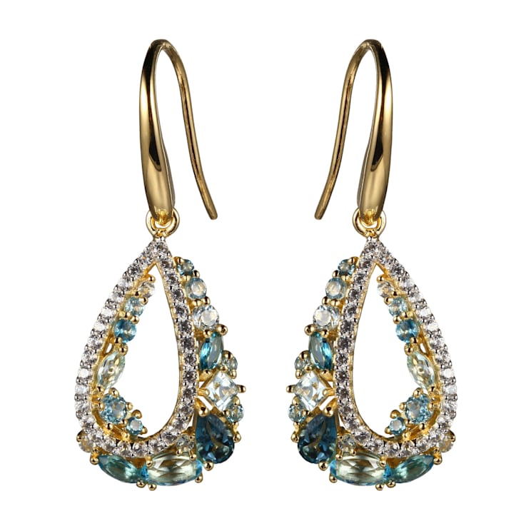 Sky Blue Topaz 18k Yellow Gold Over Sterling Silver Earrings