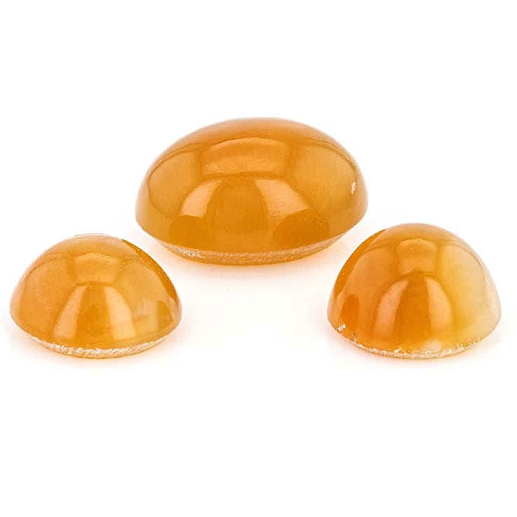 Fire Opal Cat's Eye Round and Oval Matched Set of 3 2.54ctw