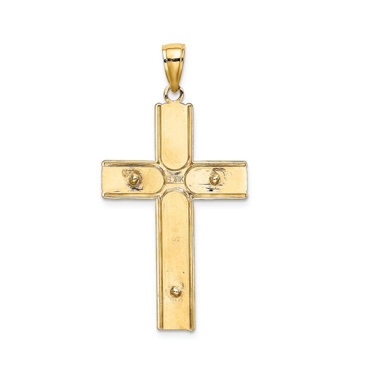 14k Yellow Gold with Satin Finish Crucifix Charm