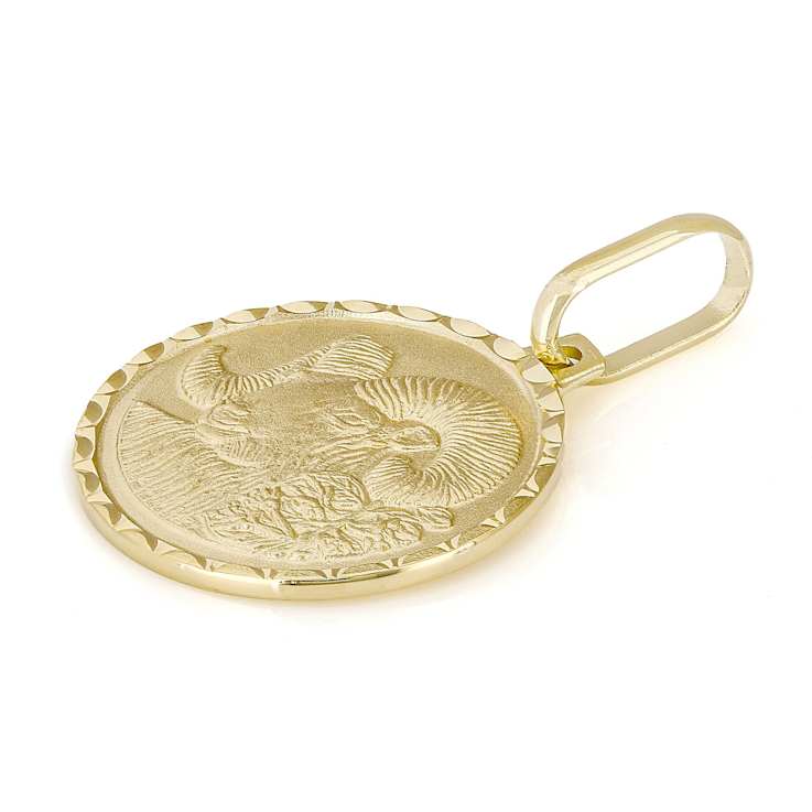 Aries Zodiac Medallion Pendant In Solid 14K Yellow Gold
