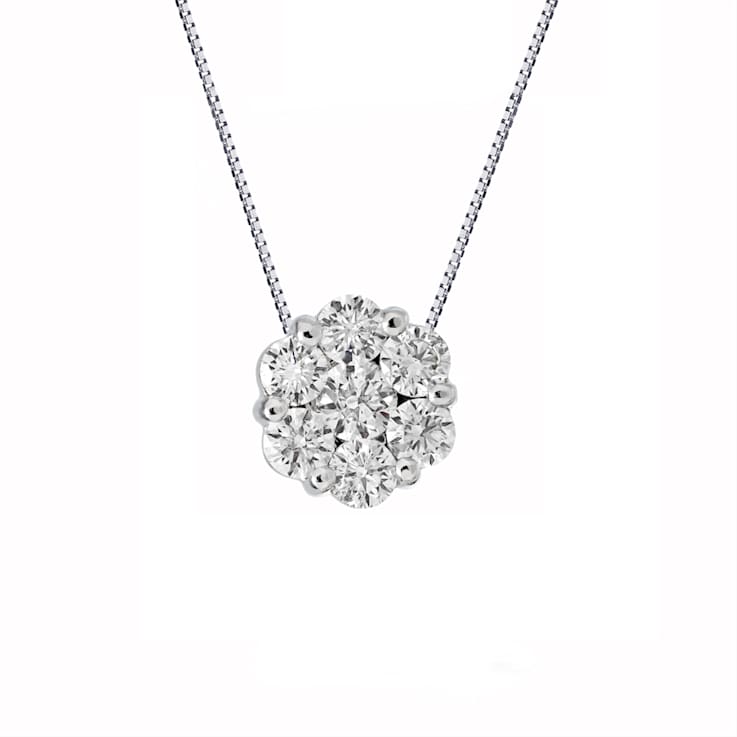 0.15ctw Diamond Cluster Pendant in 14k White Gold