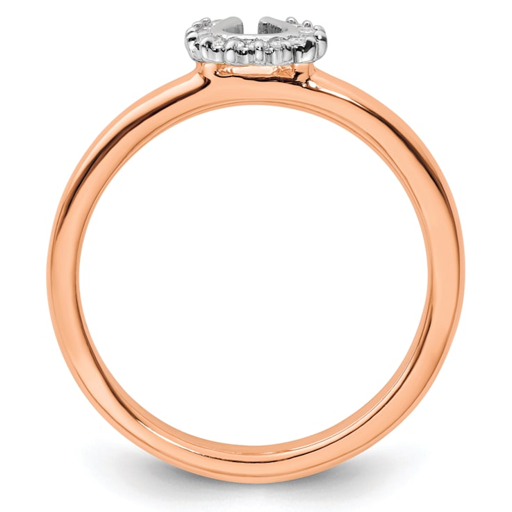 10K Rose Gold Over Sterling Silver Stackable Expressions Diamond
Horseshoe Ring 0.07ctw