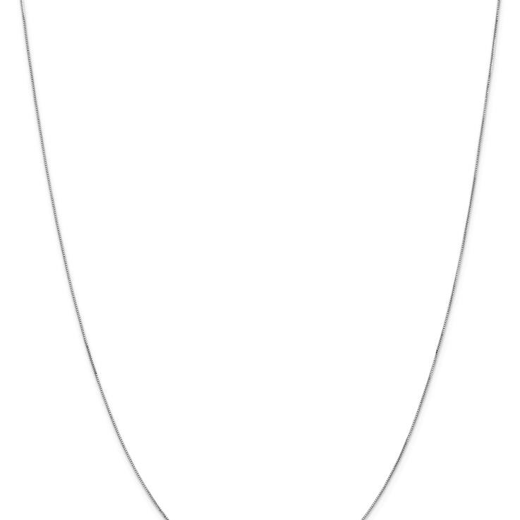 Rhodium Over 14k White Gold 0.5mm Solid Box 24 Inch Chain