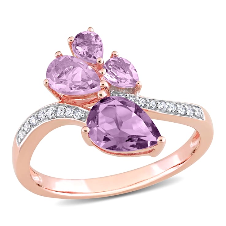 1.70ctw Amethyst And Diamond 14k Rose Gold Ring