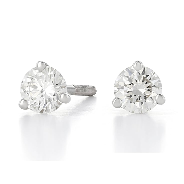 White Lab-Grown Diamond 14kt White Gold Martini Stud Earrings 0.75ctw