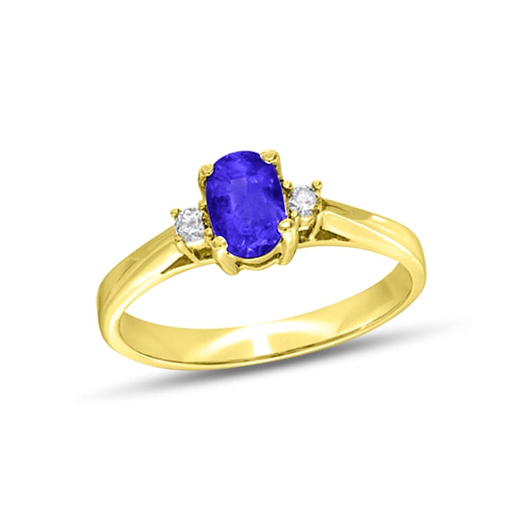 0.45ctw Tanzanite and Diamond Ring in 14k Yellow Gold