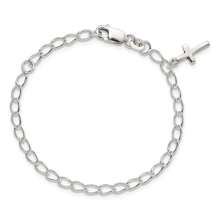 Sterling Silver Polished Latin Cross Charm with 1-inch Extensions
Children's Bracelet