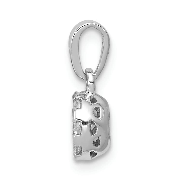 Rhodium Over 10k White Gold 0.26 ctw Diamond Circle Cluster Pendant