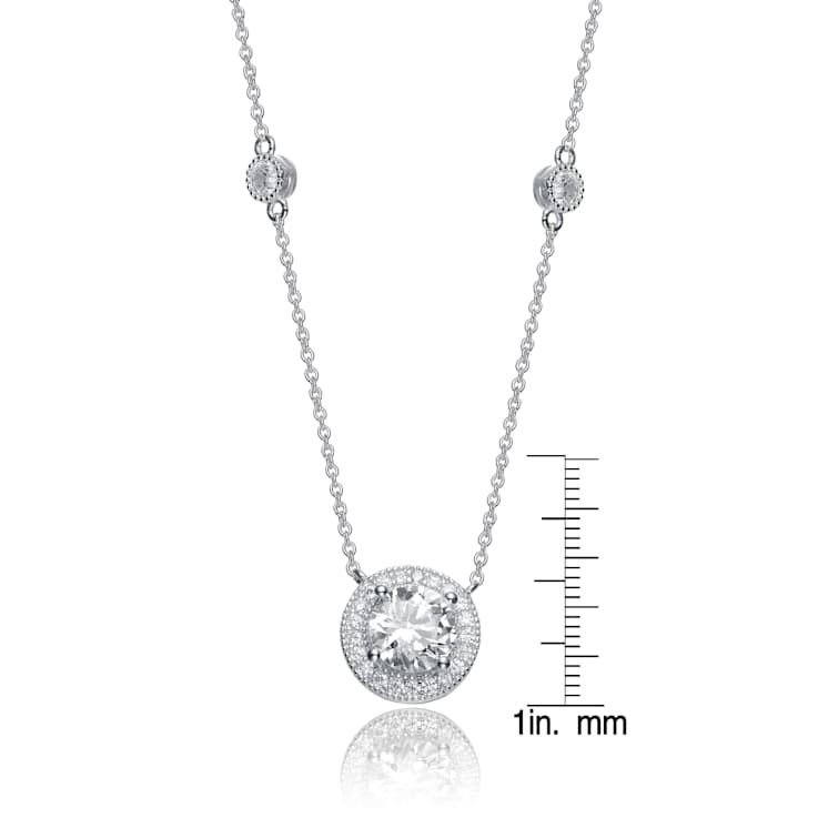 CZ Solitaire Pendant In Sterling Silver