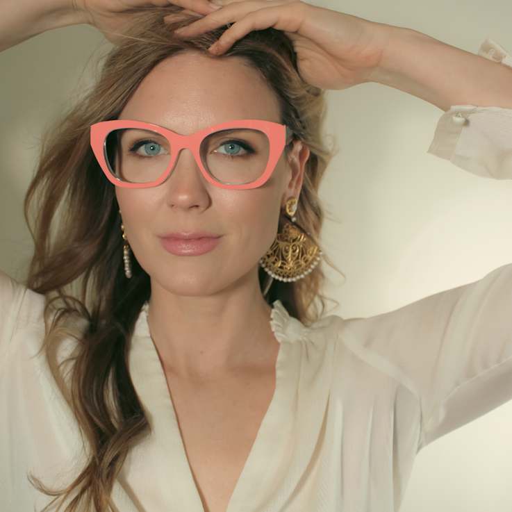 Peach Glamor Weslyn Reader and Eyewear Applique Set +2.50 Strength