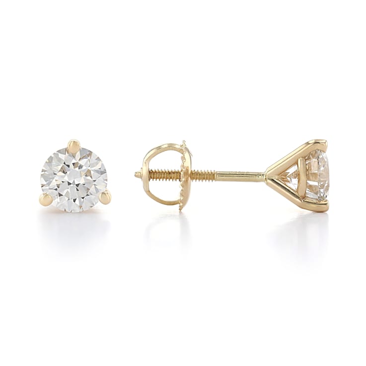 Certified White Lab-Grown Diamond H-I SI 14k Yellow Gold Martini Stud
Earrings 1.50ctw