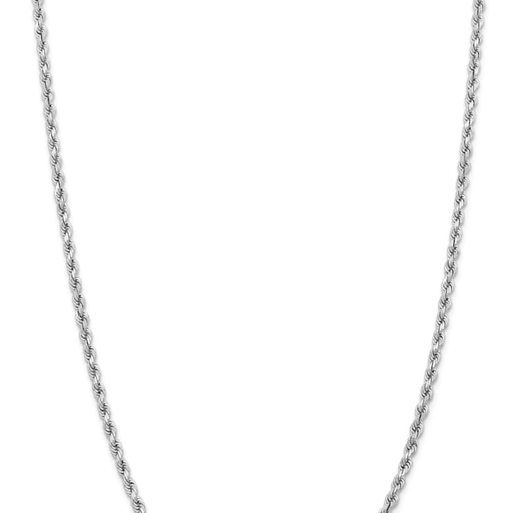 Rhodium Over 14k White Gold 3.75mm Solid Diamond-Cut Rope 20 Inch Chain