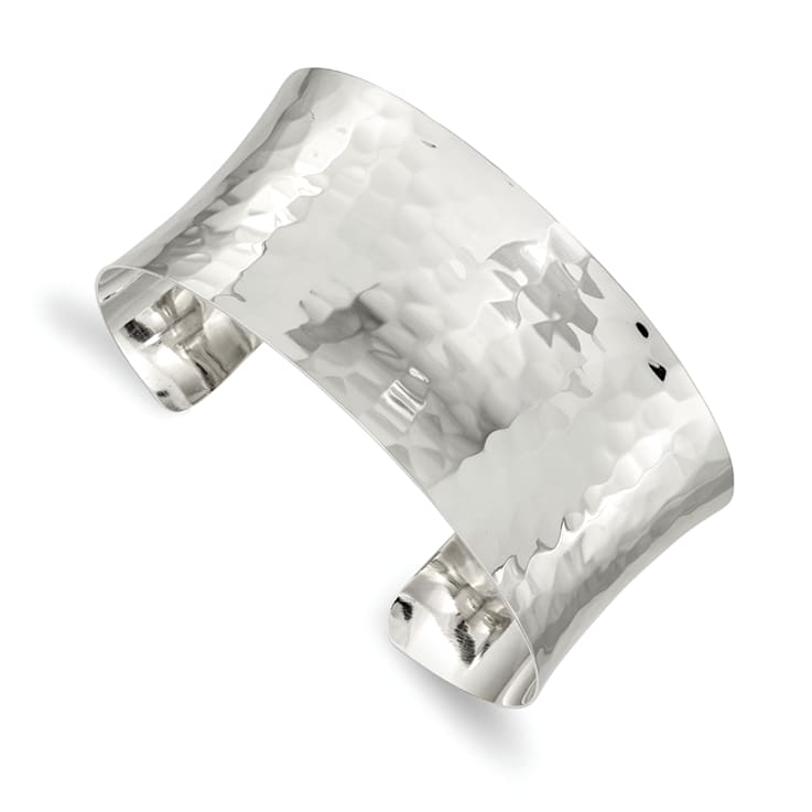 Sterling Silver 30mm Hammered Cuff Bracelet