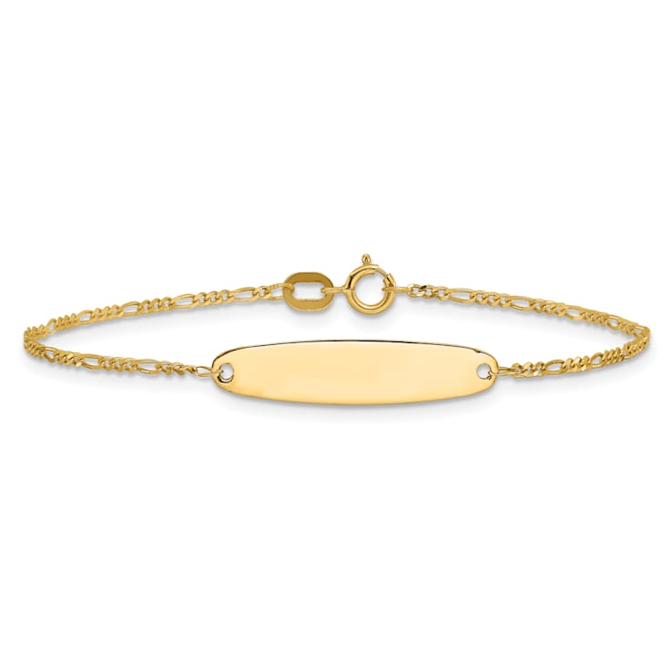 14K Yellow Gold Figaro Baby Oval ID Bracelet 1112NA