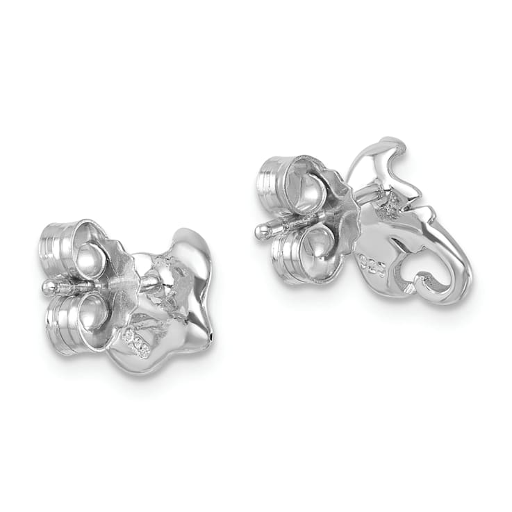 Rhodium Over Sterling Silver Polished Cownose Stingray Post Earrings