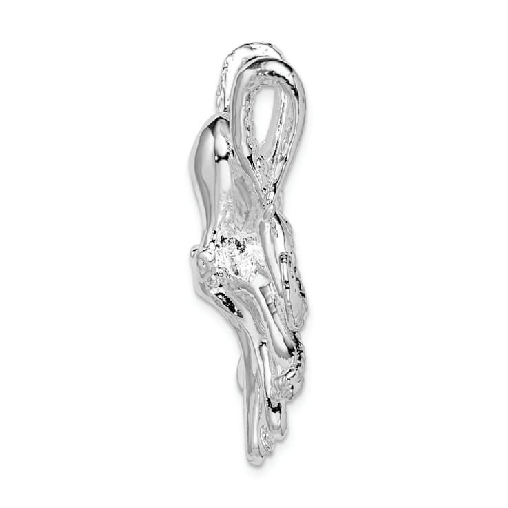 Rhodium Over Sterling Silver Polished Octopus Slide Pendant