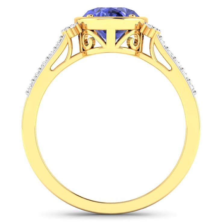 1.71ctw Violet Tanzanite and Diamond 14K Yellow Gold Halo Ring