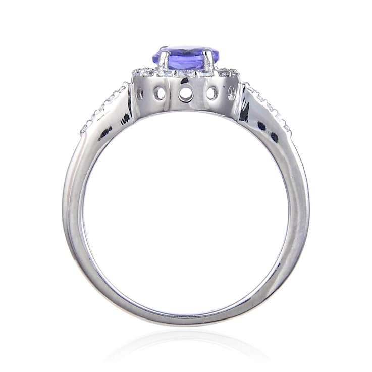 Blue Tanzanite with White Topaz Accents Sterling Silver Halo Ring