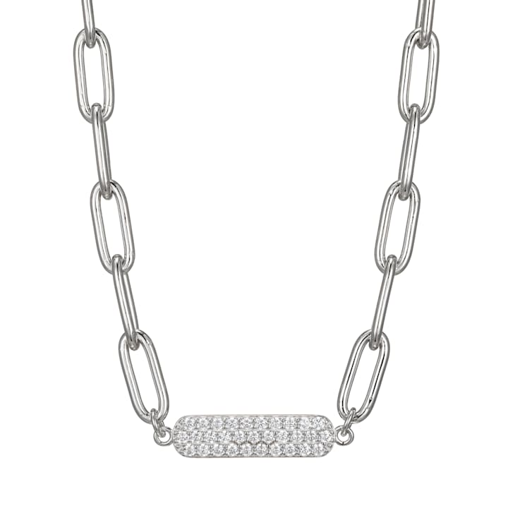 White Cubic Zirconia Platineve® Paperclip Necklace 1.24ctw