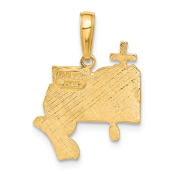 14k Yellow Gold Textured Bible, Praying Hands, and Cross Pendant