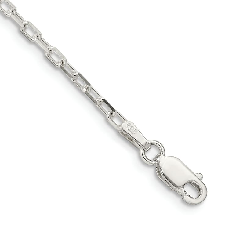 Sterling Silver 2.2mm Diamond-cut Long Link Cable Chain Bracelet