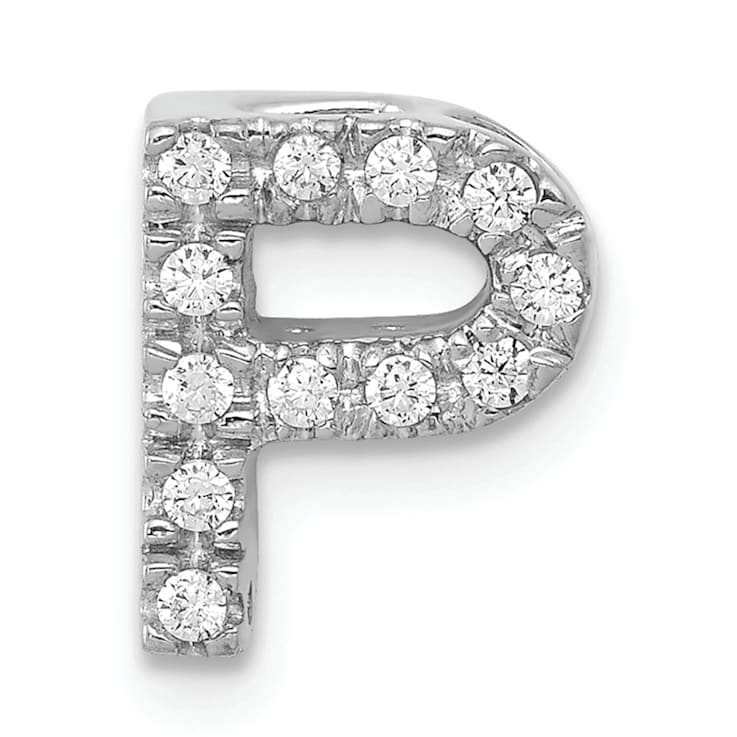 Rhodium Over 14K White Gold Diamond Letter P Initial Charm