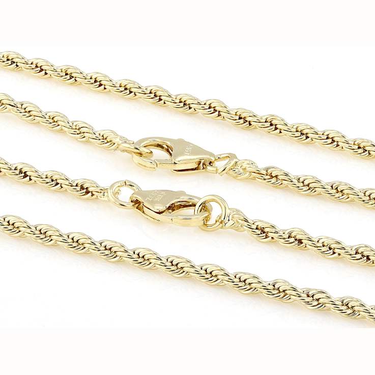 Rope Chain Necklace Set Of 2 In 18K Gold Over Bronze