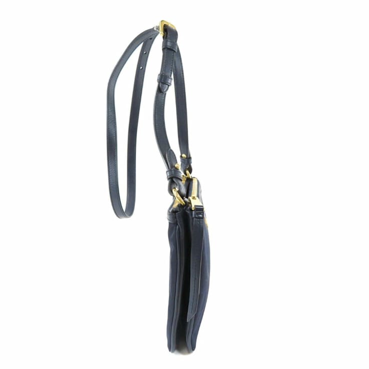 Prada Tessuto Nylon Blue Zip Calf Leather Crossbody Bag - 166D5A