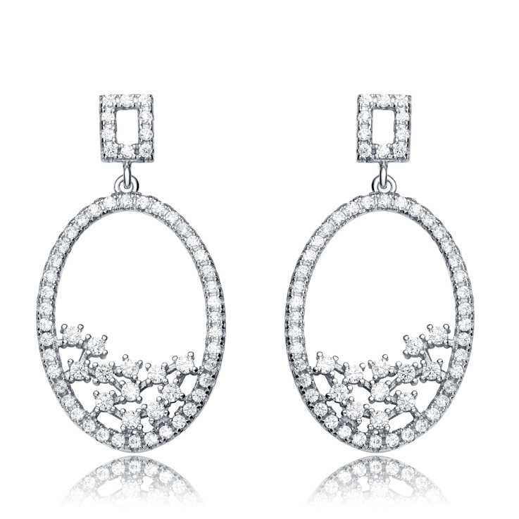 Sculptural CZ Globe Drop Earrings In Sterling Silver