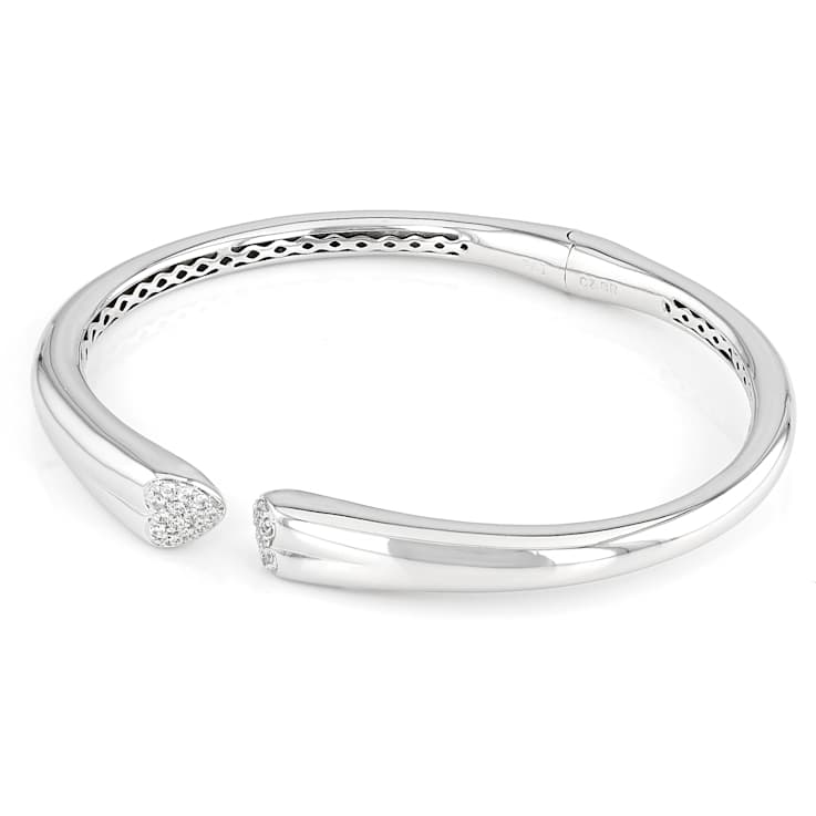 Polished Heart Cuff Bracelet With CZ