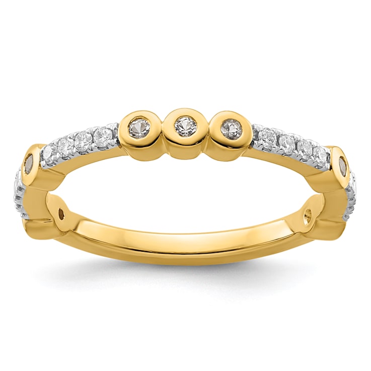 14K Yellow Gold Stackable Expressions White Topaz and Diamond Ring 0.285ctw