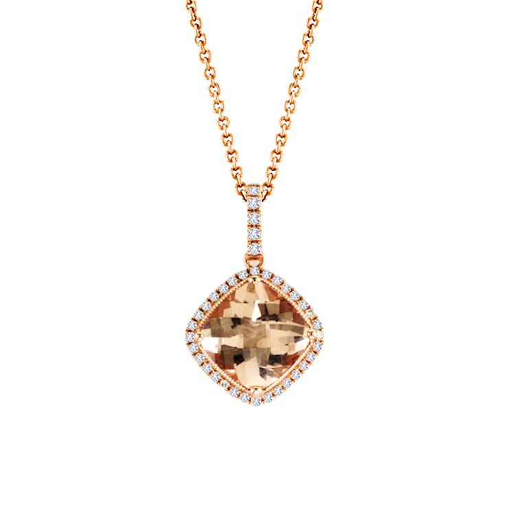 2.70ctw Morganite and Diamond Pendant in 14k Rose Gold