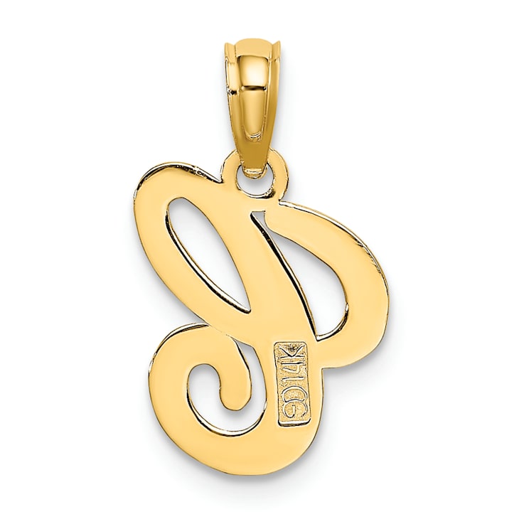 14k Yellow Gold Script Letter C Initial Pendant