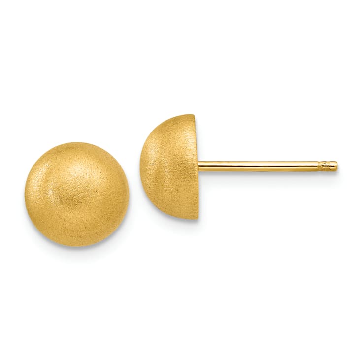 14k Yellow Gold Satin 8mm Half Ball Stud Earrings