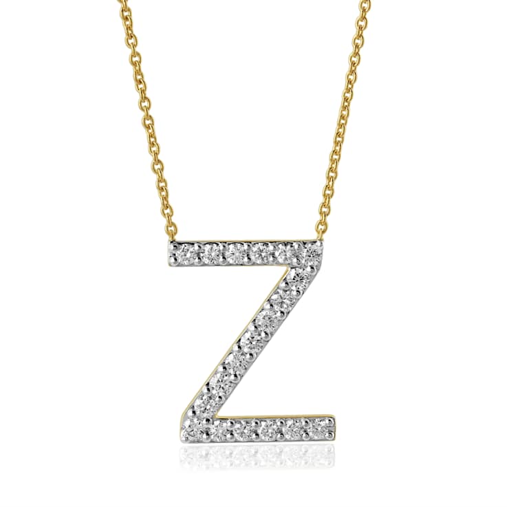 Lab-Grown Diamond Initial Z Necklace In 14K Gold Over Sterling Silver 0.50ctw